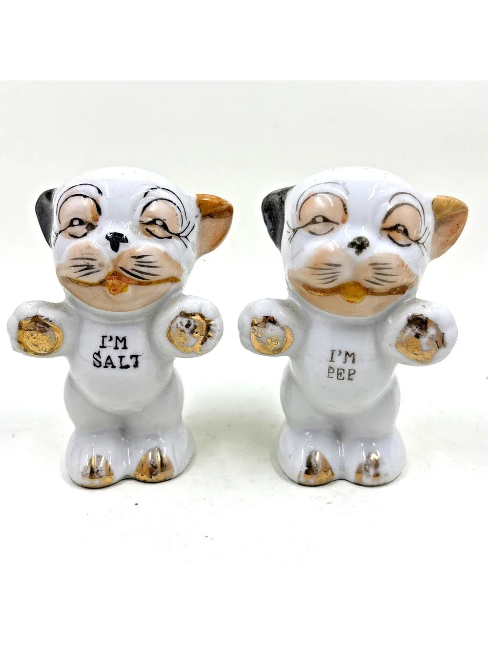 VINTAGE Cute Little Cat Salt and Pepper Shaker Matching Set Made In JAPAN